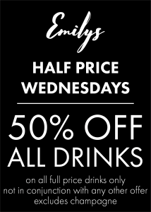50% OFF ALL DRINKS
