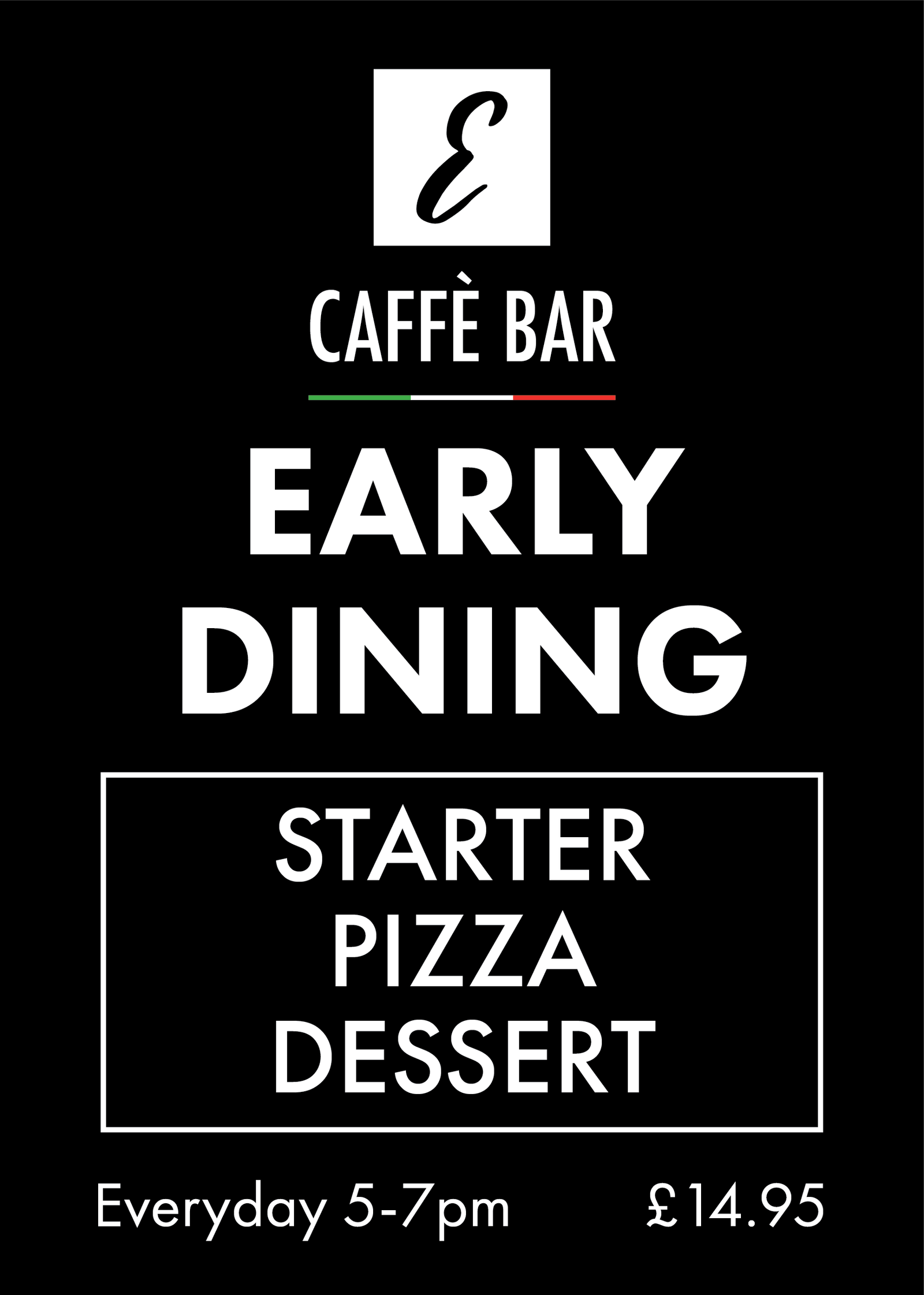 Emilys Pizza Early Dining Menu £14.95